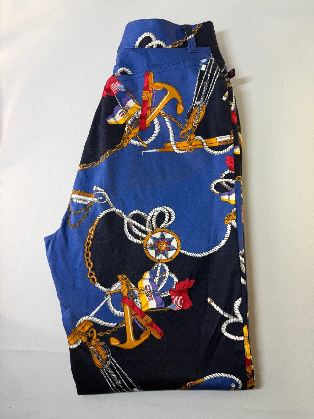 Lauren Ralph Lauren Petite Nautical Scarf Print Straight Leg Pants Blue LRL